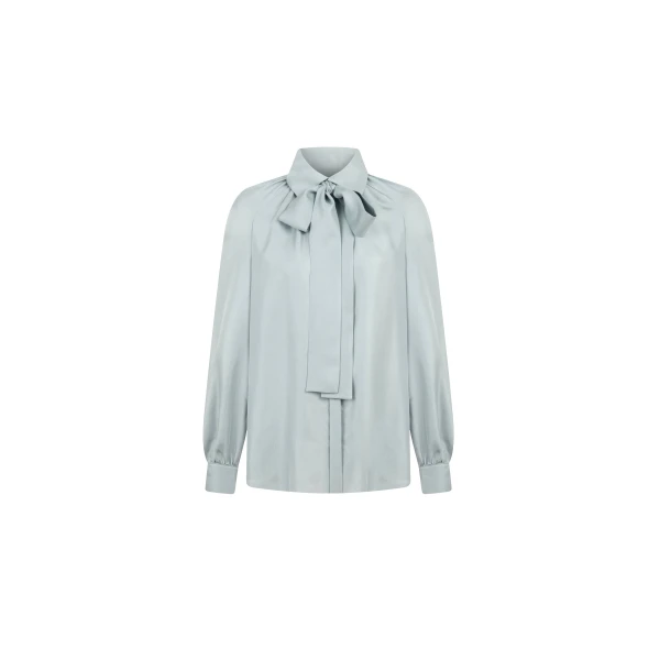 Silk Tie Blouse in Nile