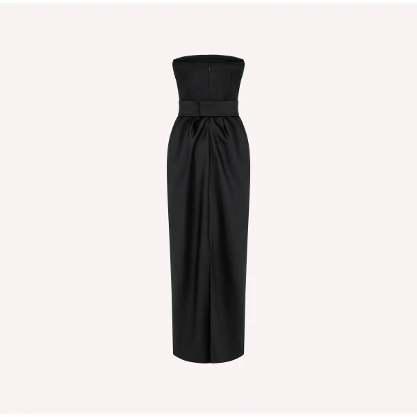 Dice Kayek Strapless Bow-Detail Satin Gown in Black | Evening Gowns | Luxury Shoes 