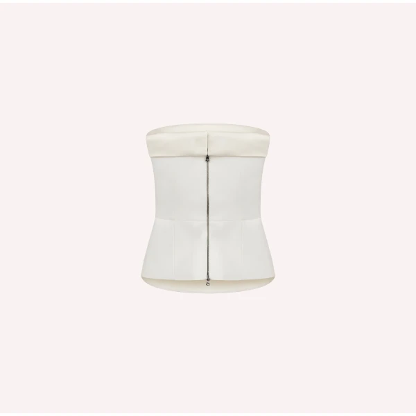 Dice Kayek Strapless Off White Corset Top | Sleeveless | Luxury Shoes 