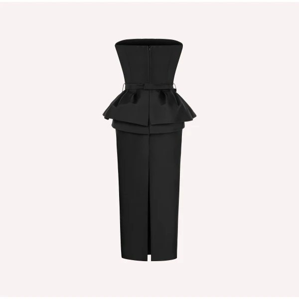Dice Kayek Strapless Peplum Dress in Black | Evening Gowns | Luxury Shoes 