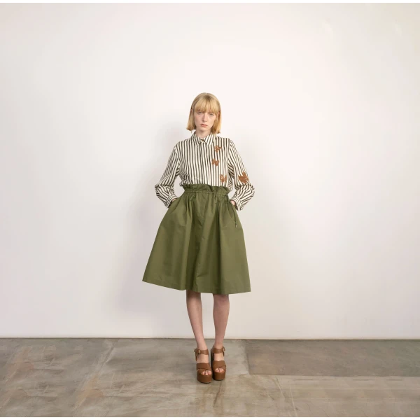 Dice Kayek Striped Butterfly Silk Shirt in Khaki Stripe | Shirts | Luxury Shoes 