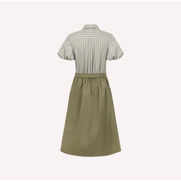 Dice Kayek Striped Cotton Shirt Dress with Sculptural Sleeves in Tobacco | Shirtdress | Luxury Shoes 