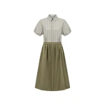 Dice Kayek Striped Cotton Shirt Dress with Sculptural Sleeves in Tobacco | Shirtdress | Luxury Shoes 
