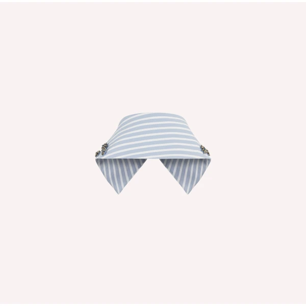 Dice Kayek Striped Crystal Embellished Collar in Blue Stripe | Collar | Luxury Shoes 