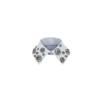 Dice Kayek Striped Crystal Embellished Collar in Blue Stripe | Collar | Luxury Shoes 