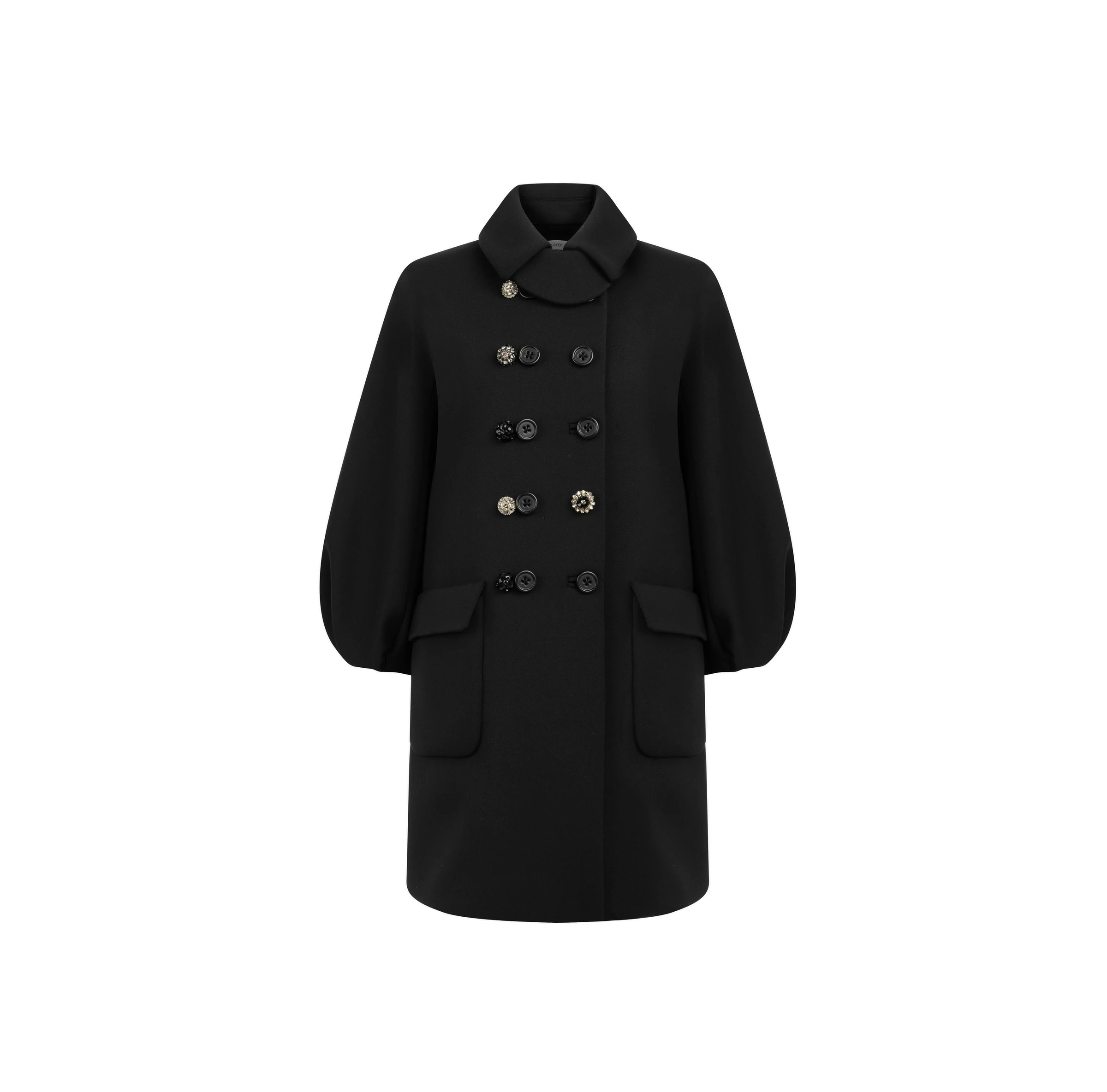 Dice Kayek Structured Coat with Embellished Buttons in Black Dice Kayek Structured Coat with Embellished Buttons in Black | Wool Coat | Luxury Shoes
