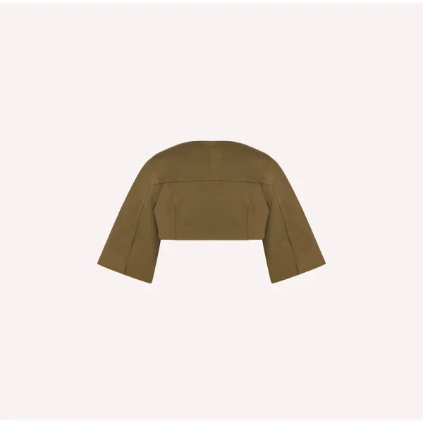 Dice Kayek Structured Cropped Jacket with Wide Sleeves in Tobacco | Jackets | Luxury Shoes 