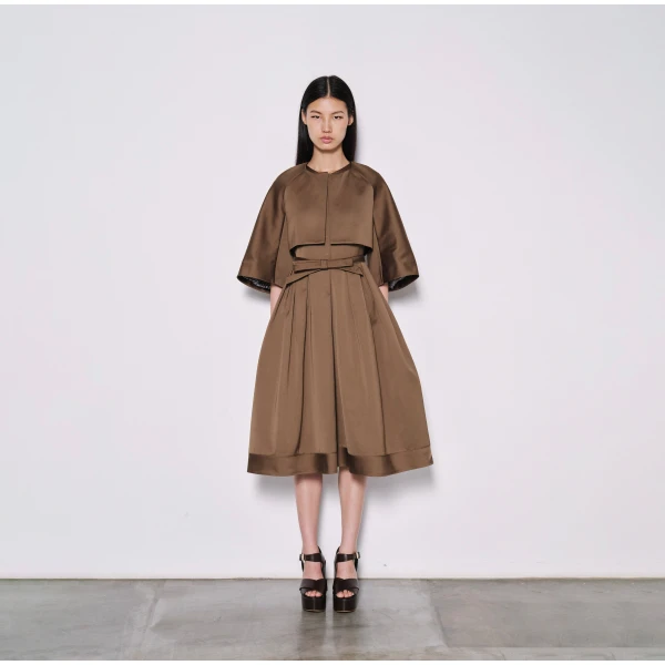 Dice Kayek Structured Cropped Jacket with Wide Sleeves in Tobacco | Jackets | Luxury Shoes 
