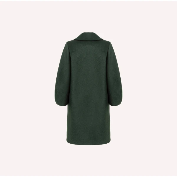 Dice Kayek Structured Wool Cocoon Coat in Deep Green | Wool Coat | Luxury Shoes 