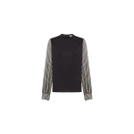 Dice Kayek Sweatshirt with Striped Sleeves in Brown | Long Sleeve | Luxury Shoes 