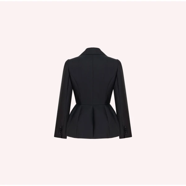 Dice Kayek Tailored Peplum Blazer Cotton Silk in Black | Blazers | Luxury Shoes 