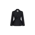 Dice Kayek Tailored Peplum Blazer Cotton Silk in Black | Blazers | Luxury Shoes 