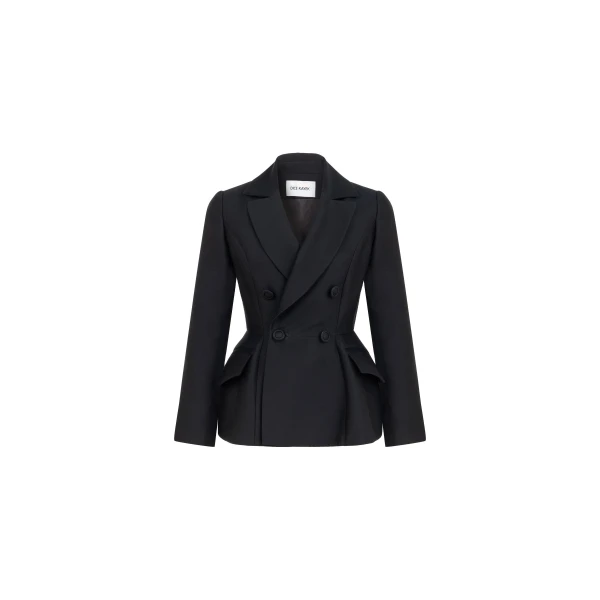 Tailored Peplum Blazer Cotton Silk in Black