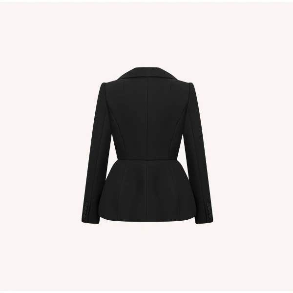 Dice Kayek Tailored Peplum Blazer Satin Back in Black | Blazers | Luxury Shoes 