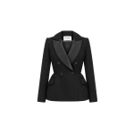Dice Kayek Tailored Peplum Blazer Satin Back in Black | Blazers | Luxury Shoes 