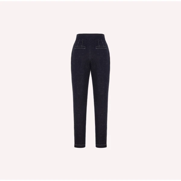 Dice Kayek Tapered Denim Pants with Contrast Stitching in Indigo | Denim | Luxury Shoes 