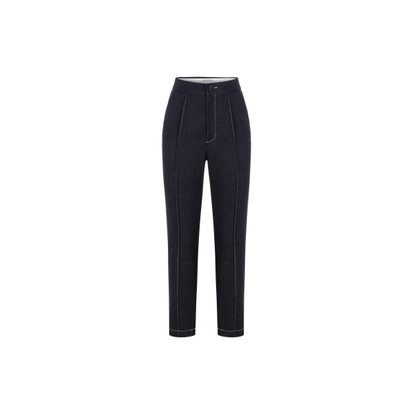 Tapered Denim Pants with Contrast Stitching in Indigo