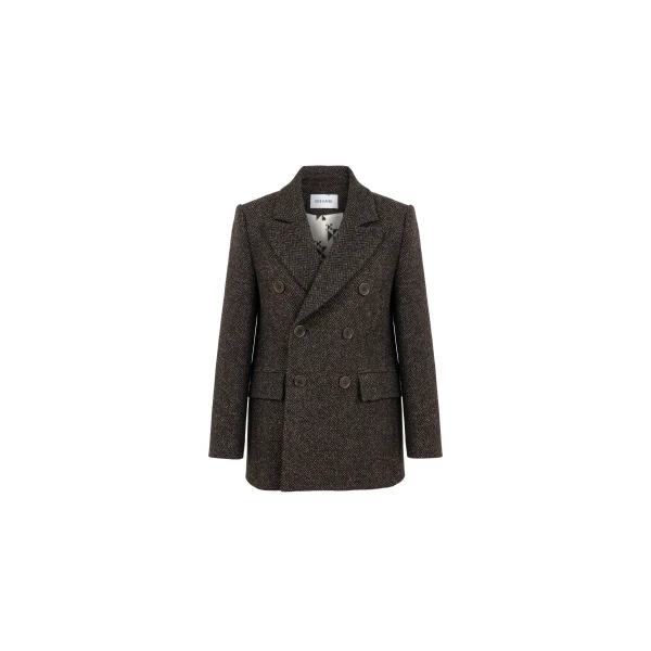 Dice Kayek Textured Wool Jacket in Brown | Jackets | Luxury Shoes 