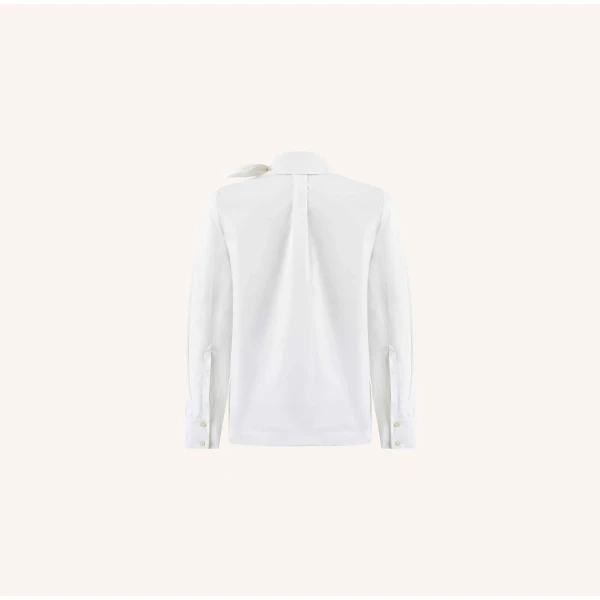 Dice Kayek Tied Collar Poplin Shirt in White | Shirts | Luxury Shoes 