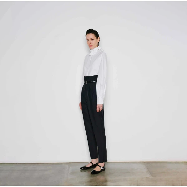 Dice Kayek Tied Collar Poplin Shirt in White | Shirts | Luxury Shoes 