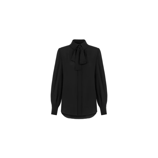 Tied Neck Classic Blouse in Black