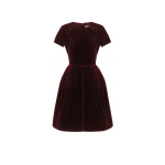 Dice Kayek Velvet Signature Dress in Bordeaux | Midi Dresses | Luxury Shoes 