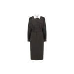 Dice Kayek Wool Dress with Contrast Collar in Brown | Midi Dresses | Luxury Shoes 