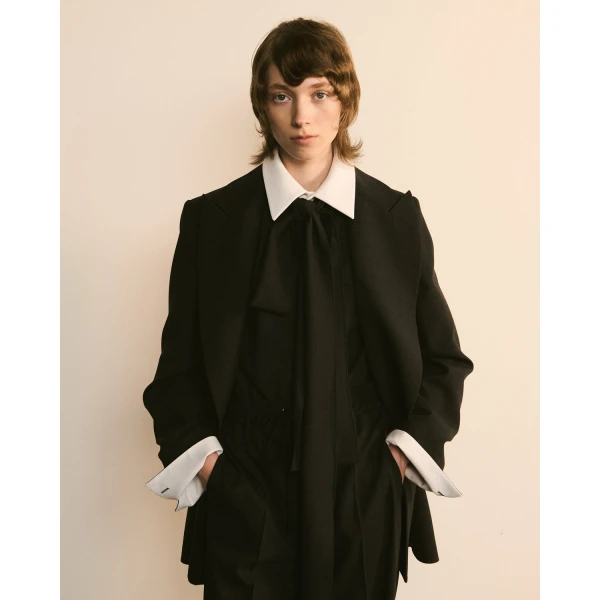 Dice Kayek Wool Shirt with Contrast Collar in Anthracite | Shirts | Luxury Shoes 