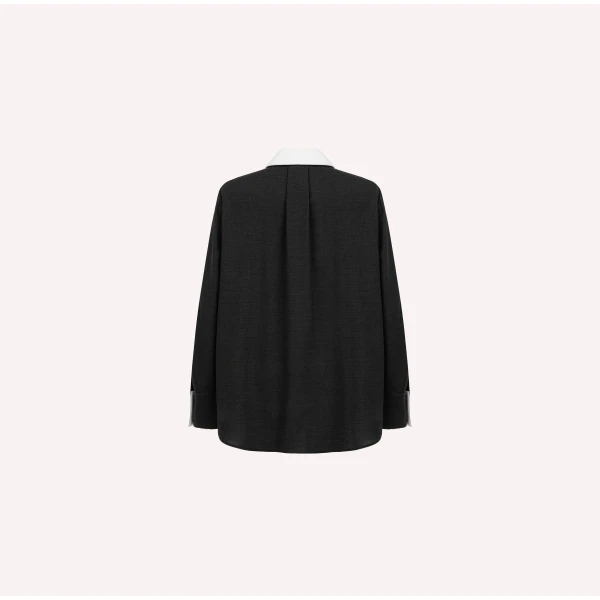 Dice Kayek Wool Shirt with Contrast Collar in Anthracite | Shirts | Luxury Shoes 