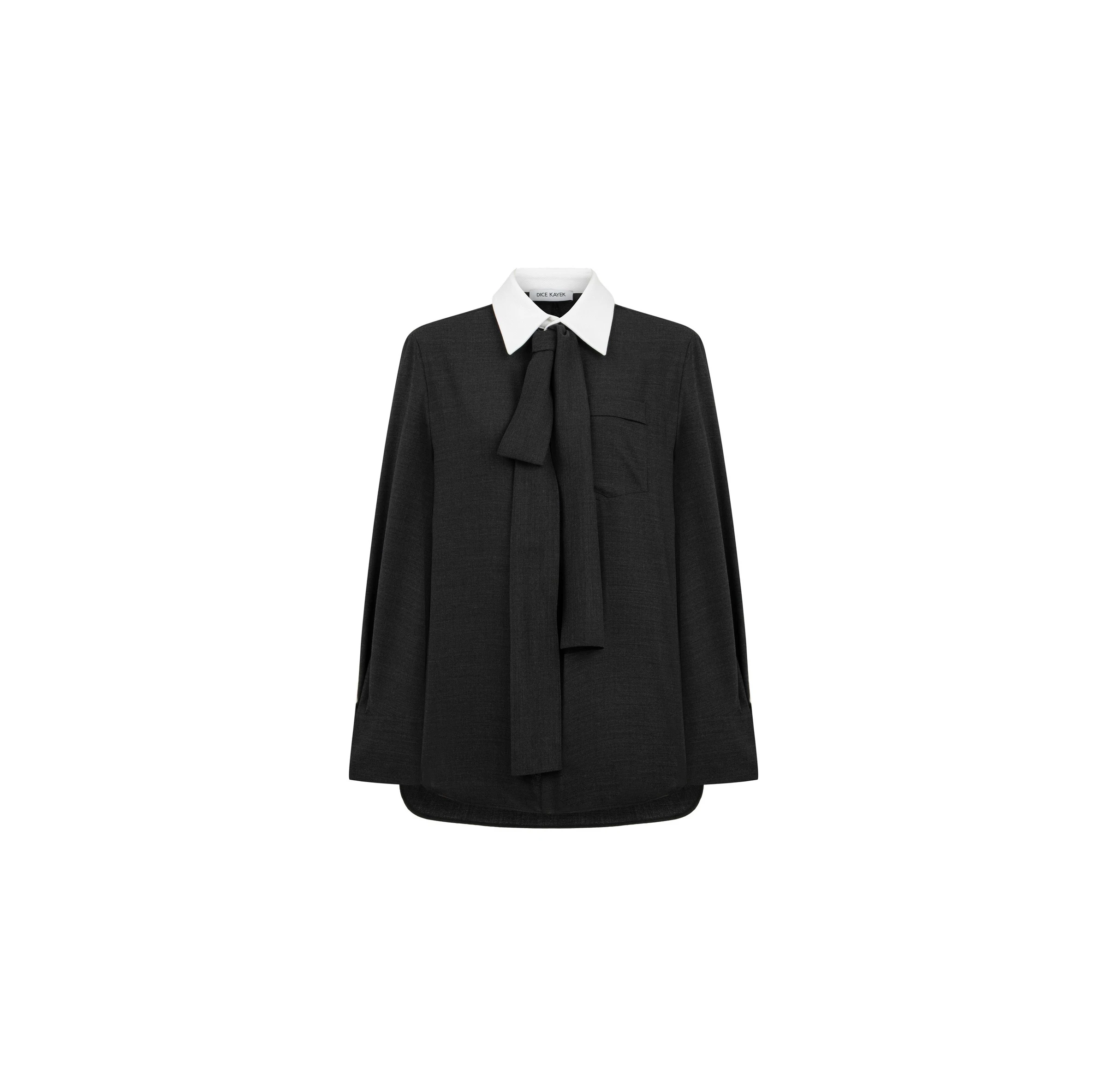 Dice Kayek Wool Shirt with Contrast Collar in Anthracite Dice Kayek Wool Shirt with Contrast Collar in Anthracite | Shirts | Luxury Shoes