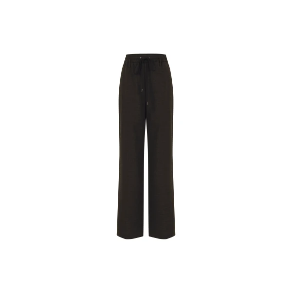 Wool Tailored Drawstring Trousers in Brown