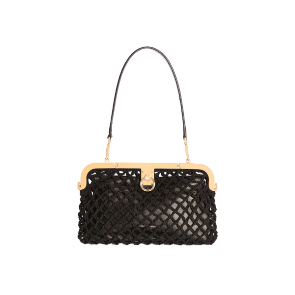 Black Dolce & Gabbana Amanda handbag in mesh and palmellato calfskin | Totes & Top-Handle Bags