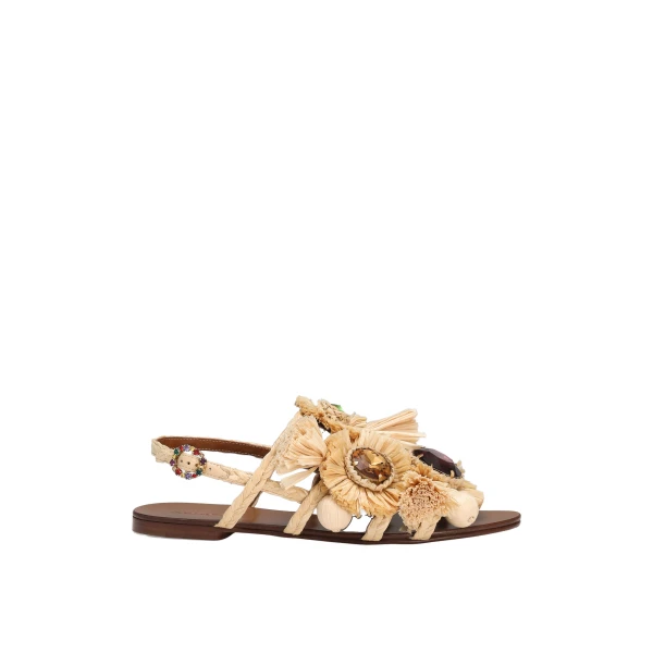 Multicolour Dolce & Gabbana Braided rafia flip-flops | Flip Flops & Slides
