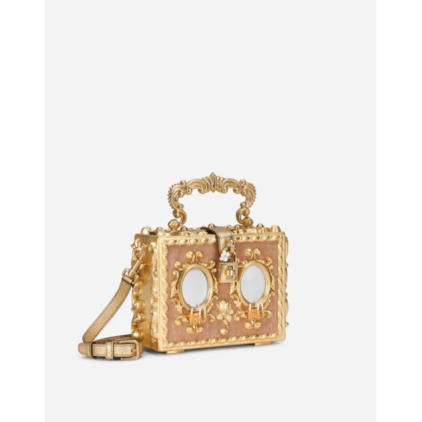 Multicolour Dolce & Gabbana Calfskin Dolce Box bag with rhinestone and mirrored detailing, view 2 | Totes & Top-Handle Bags