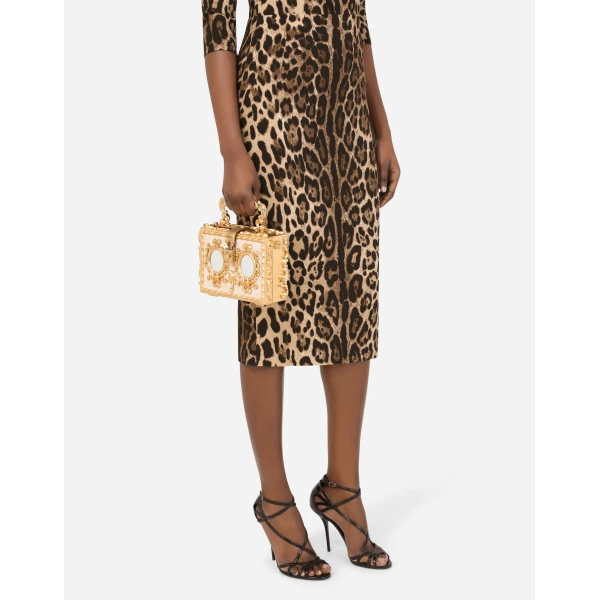 Multicolour Dolce & Gabbana Calfskin Dolce Box bag with rhinestone and mirrored detailing, view 5 | Totes & Top-Handle Bags