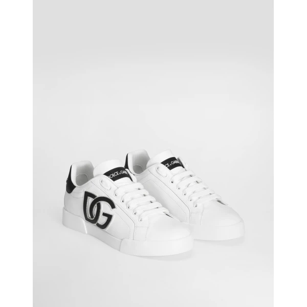Multicolour Dolce & Gabbana Calfskin Portofino sneakers with DG logo, view 2 | Sneakers