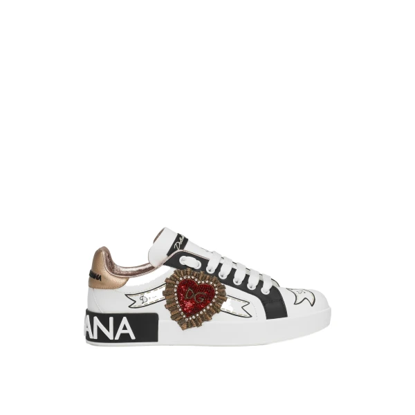 Multicolour Dolce & Gabbana Calfskin Portofino sneakers with embroidery | Sneakers