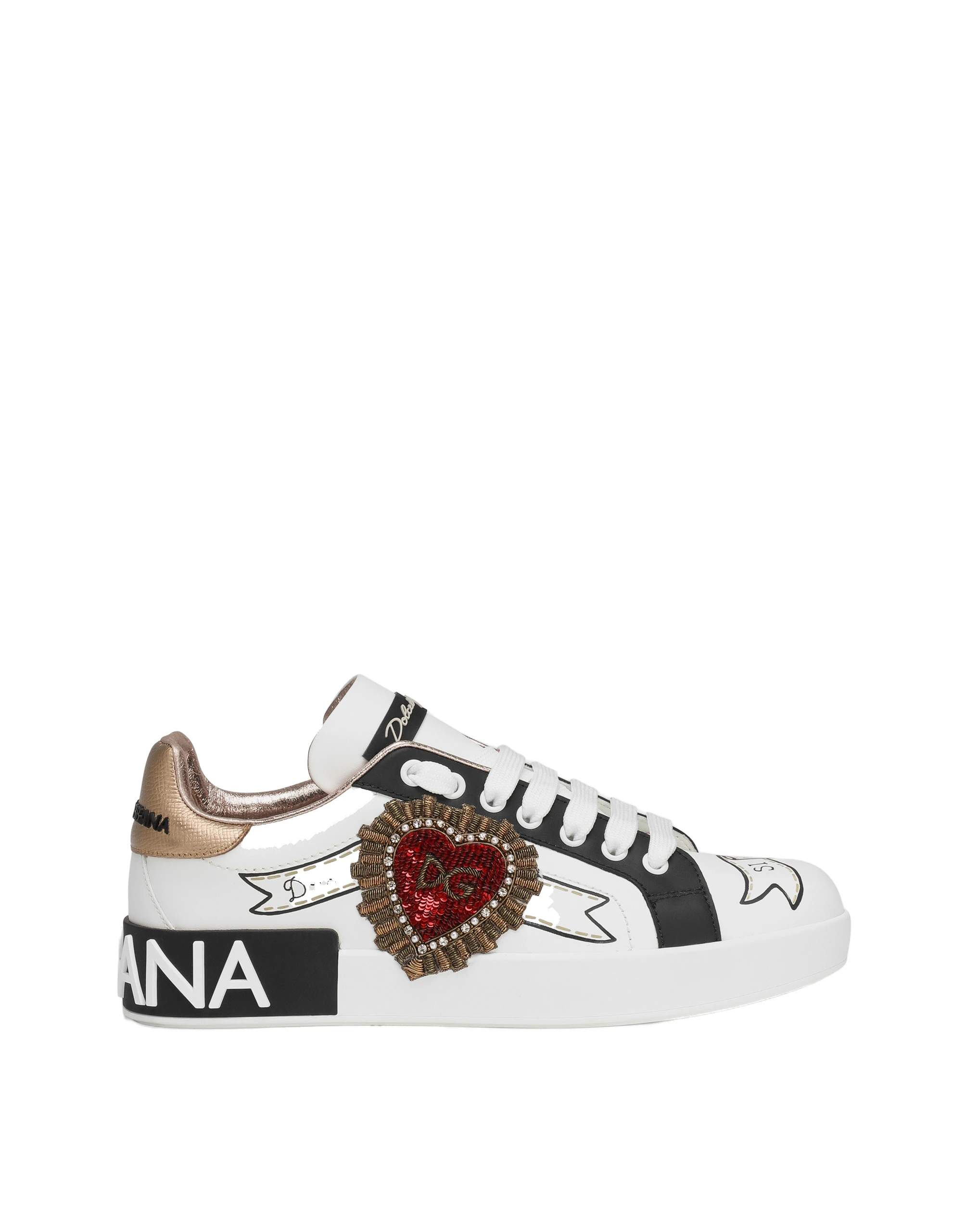 Dolce & Gabbana Calfskin Portofino sneakers with embroidery
