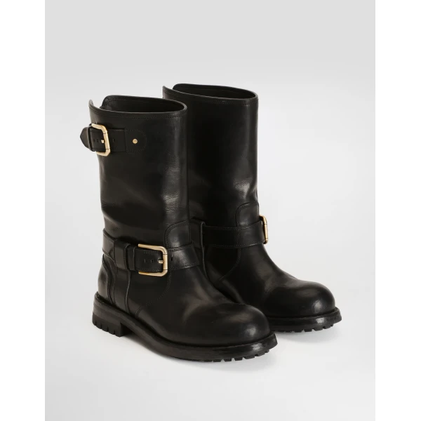 Black Dolce & Gabbana Calfskin biker boots, view 2 | Boots