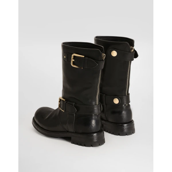Black Dolce & Gabbana Calfskin biker boots, view 3 | Boots