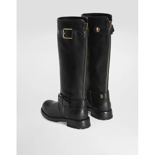 Black Dolce & Gabbana Calfskin biker boots, view 3 | Boots