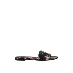 Multicolour Dolce & Gabbana Calfskin flat slippers with rose print | Flip Flops & Slides