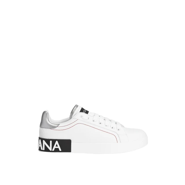 White and Silver Dolce & Gabbana Calfskin nappa Portofino sneakers | Sneakers