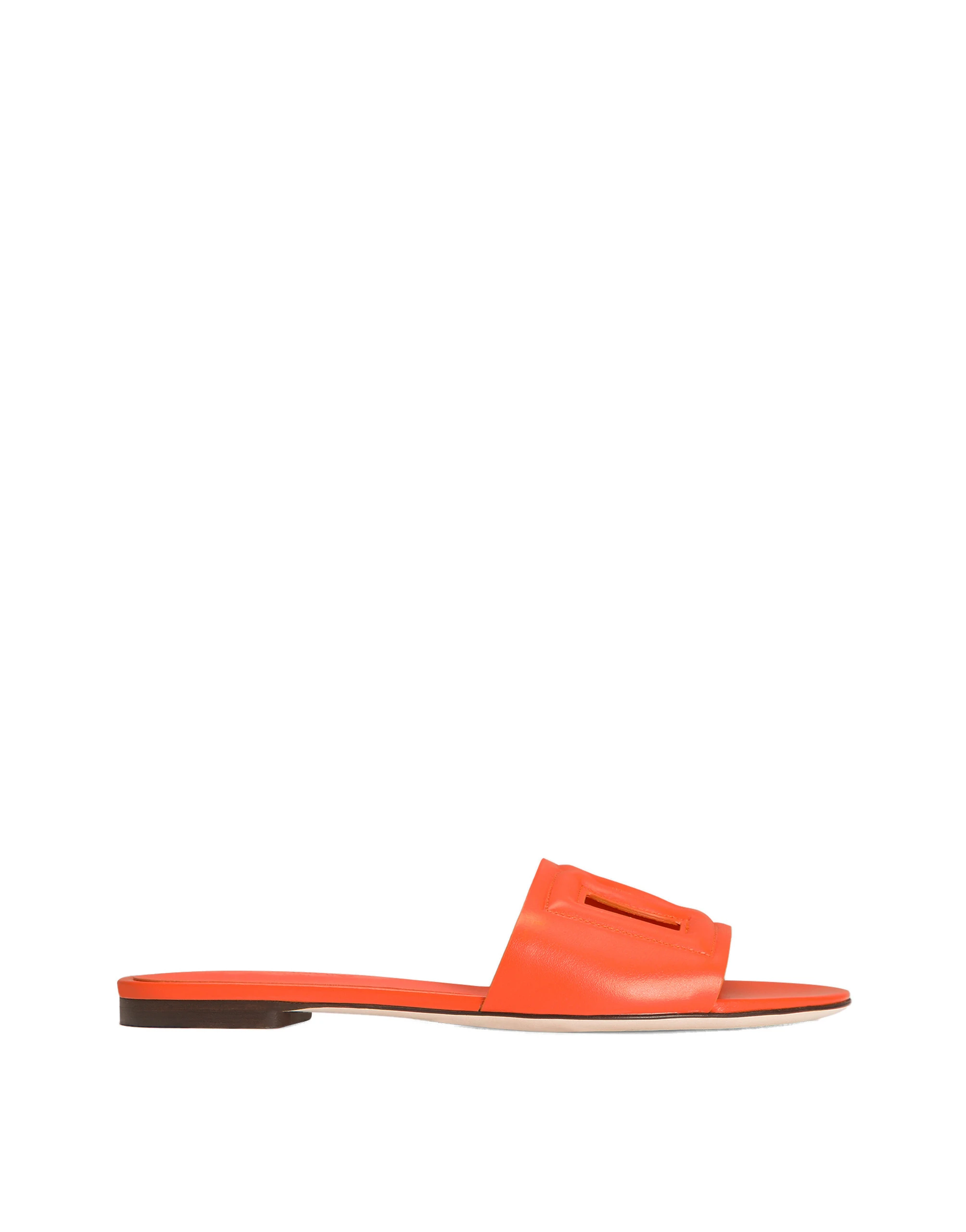 Dolce & Gabbana Calfskin sliders with DG logo Orange Dolce & Gabbana Calfskin sliders with DG logo | Flip Flops & Slides
