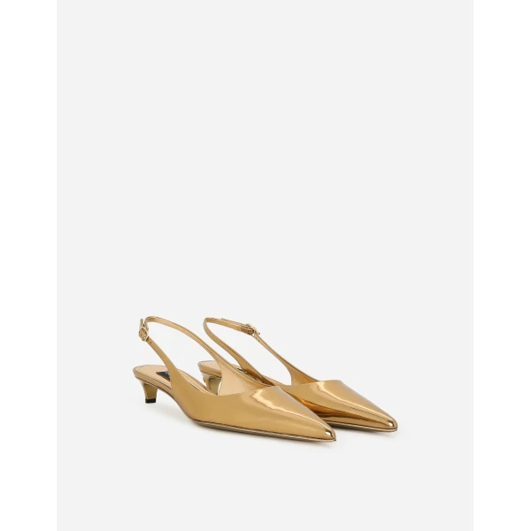 Gold Dolce & Gabbana Calfskin slingbacks, view 2 | Heels