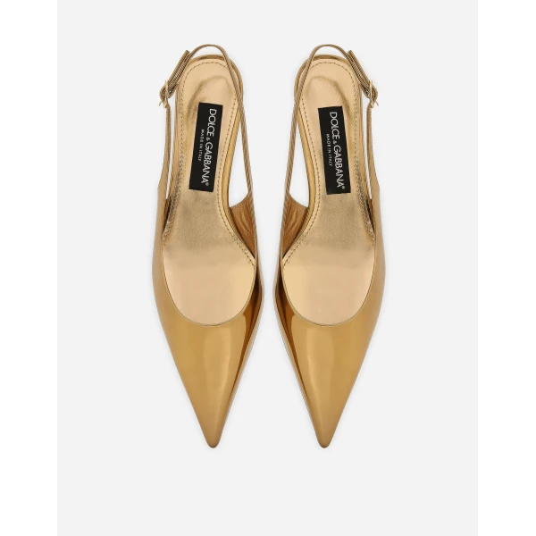 Gold Dolce & Gabbana Calfskin slingbacks, view 4 | Heels