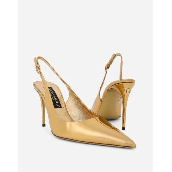 Gold Dolce & Gabbana Calfskin slingbacks, view 5 | Heels