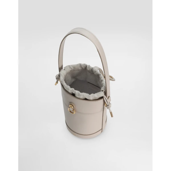 Beige Dolce & Gabbana Capri bucket bag in calfskin and canvas, view 5 | Bucket Bags