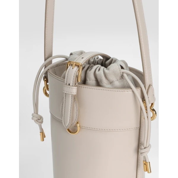 Beige Dolce & Gabbana Capri bucket bag in calfskin and canvas, view 6 | Bucket Bags
