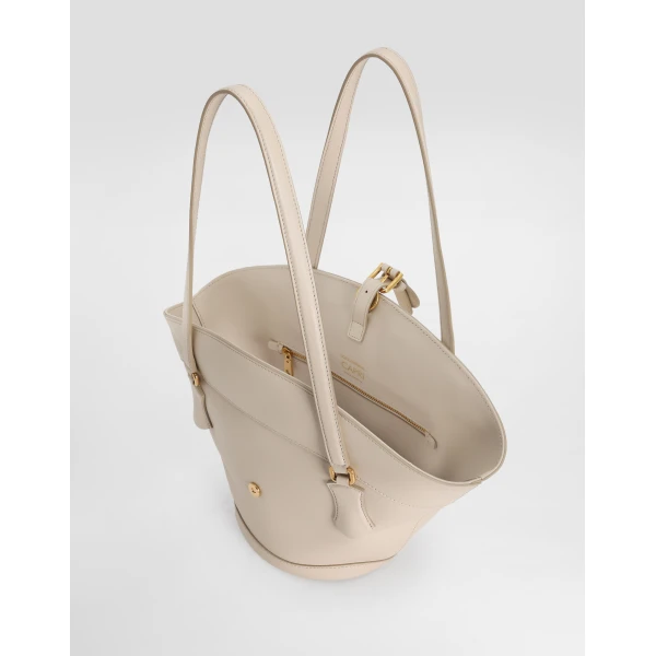 Beige Dolce & Gabbana Capri coffa bag in calfskin, view 4 | Totes & Top-Handle Bags